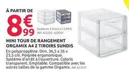 Mr Bricolage Sundis mini tour de rangement organix a4 2 tiroirs offre