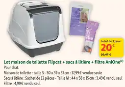 Maxi Zoo Anione lot maison de toilette flipcat + sacs à litière + filtre offre