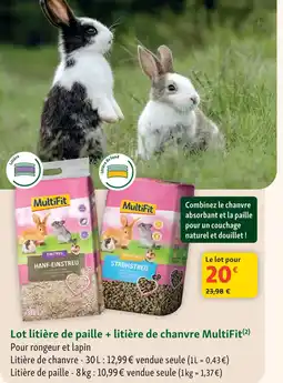 Maxi Zoo Multifit lot litière de paille + litière de chanvre offre