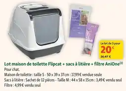 Maxi Zoo Anione - lot maison de toilette flipcat + sacs à litière + filtre offre