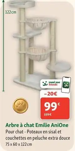 Maxi Zoo Anione - arbre à chat emilie offre