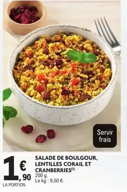 E.Leclerc Drive SALADE DE BOULGOUR, LENTILLES CORAIL ET CRANBERRIES offre