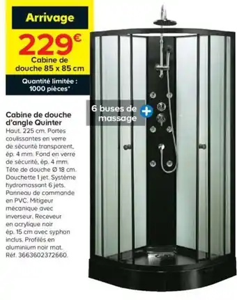 Castorama Cabine de douche d'angle quinter offre