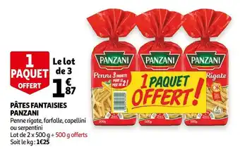 Auchan Panzani penne rigate fantaisies offre