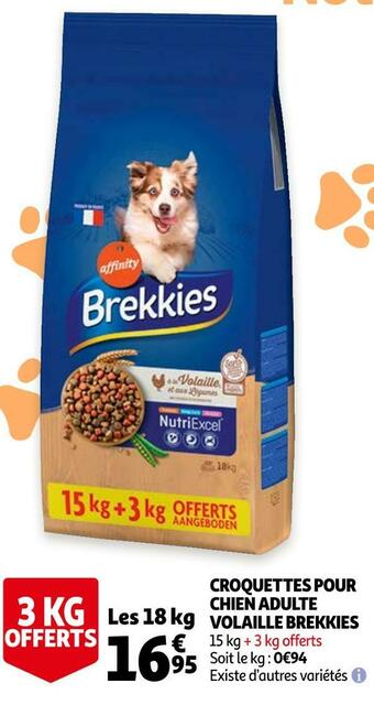 Auchan Brekkies croquettes pour chien adulte volaille offre