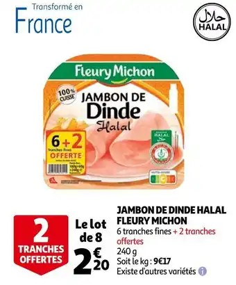 Auchan Fleury michon jambon de dinde halal offre