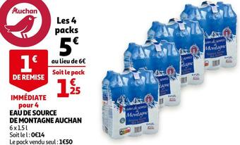 Auchan Auchan eau de source de montagne offre