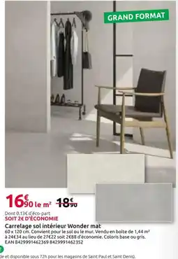 Mr Bricolage Carrelage sol intérieur Wonder mat offre