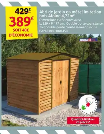 DURAMAX Abri de jardin en métal imitation bois Alpine