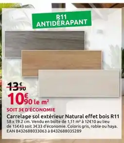 Mr Bricolage Carrelage sol extérieur Natural effet bois R11 offre
