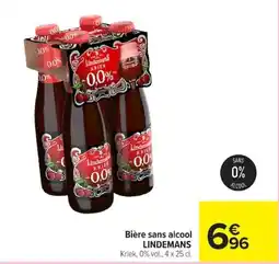 Carrefour LINDEMANS Bière sans alcool offre