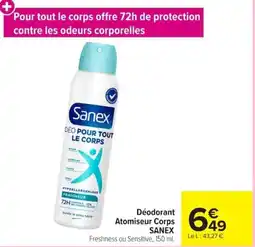 Carrefour Sanex Déodorant Atomiseur Corps offre