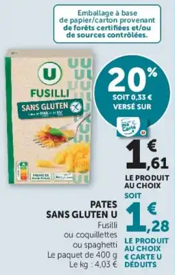 U Express FUSILLI SANS GLUTEN U offre
