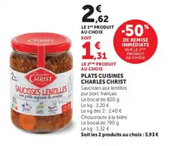 Super U Charles Christ Saucisses Lentilles offre