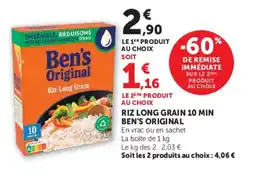 Super U Ben's Original Riz Long Grain offre