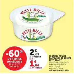 Super U PETIT BILLY Fromage de chèvre frais offre