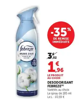 U Express Febreze Brume d'air offre