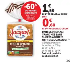 Hyper U Jacquet Pain de mie maxi offre