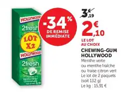 Hyper U HOLLYWOOD CHEWING-GUM offre