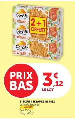 Super U Gerblé Biscuits sesames offre