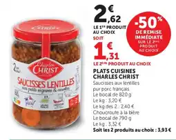 U Express Charles Christ Saucisses Lentilles offre