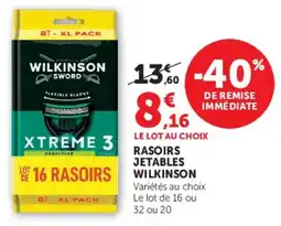 Hyper U Wilkinson rasoirs jetables offre