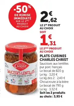 Hyper U Charles Christ Saucisses Lentilles offre