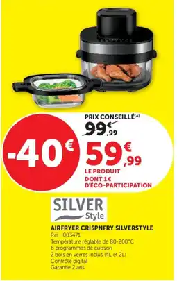 Hyper U SILVER Style AIRFRYER CRISPNFRY SILVERSTYLE offre