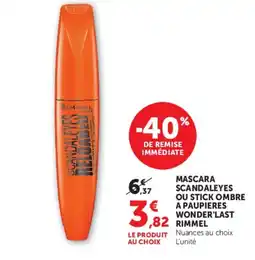 Hyper U Rimmel mascara scandaleyes ou stick ombre a paupieres wonder last offre