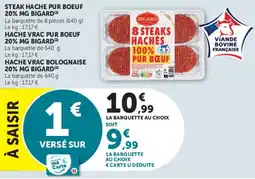 Hyper U Bigard steak haché pur boeuf 20% mg offre