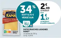 Hyper U RANA PATES FRAICHES LASAGNES offre