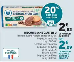 Hyper U U Biscuits avoine nappés chocolat au lait offre