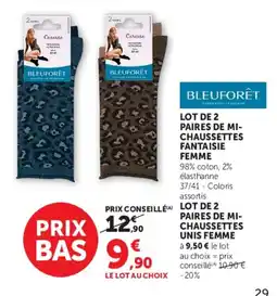Hyper U BLEUFORÊT Mi-chaussettes offre