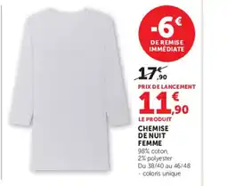 Hyper U CHEMISE DE NUIT FEMME offre