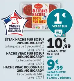 Super U BIGARD Steak hache pur boeuf offre