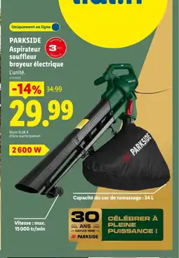Lidl Parkside Aspirateur broyeur électrique offre