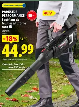 Lidl Parkside souffleur de feuilles à turbine sans fil offre