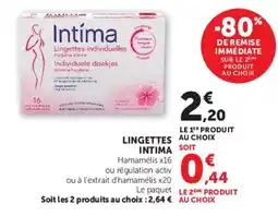 Hyper U Intima Lingettes individuelles offre