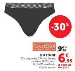 Hyper U Billetdoux SLIP FEMME offre
