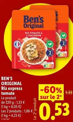 Lidl Ben's Original Riz express tomate offre
