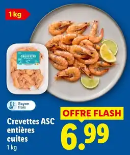 Lidl Crevettes ASC entières cuites offre