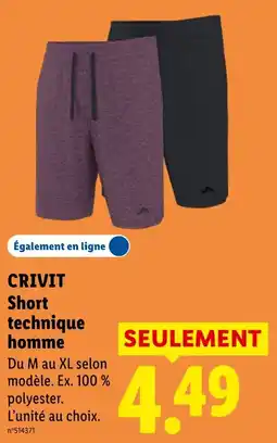 Lidl CRIVIT Short technique homme offre