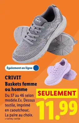 Lidl CRIVIT Baskets femme ou homme offre
