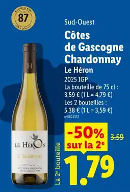Lidl Le Héron Chardonnay offre