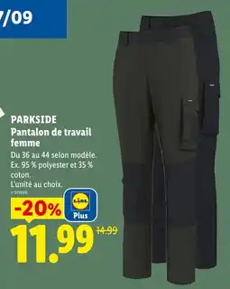 Lidl PARKSIDE Pantalon de travail femme offre