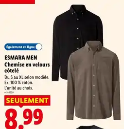 Lidl ESMARA MEN Chemise en velours côtelé offre