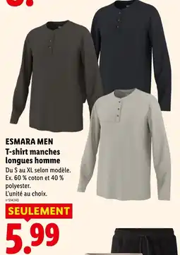 Lidl ESMARA MEN T-shirt manches longues homme offre