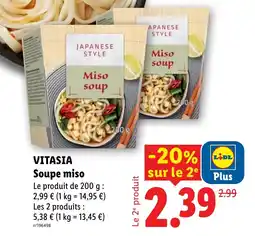 Lidl VITASIA Soupe miso offre