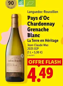 Lidl La Terre en Héritage Chardonnay Grenache Blanc offre