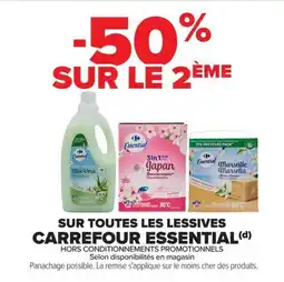 Carrefour Market Carrefour Essential Sur toutes les lessives offre